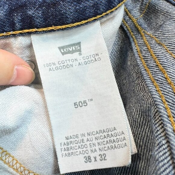 Levi's 505 Men's Regular Fit Straight Jeans Stretch Denim Sz 38x32 Blue Mid Wash - Picture 3 of 10